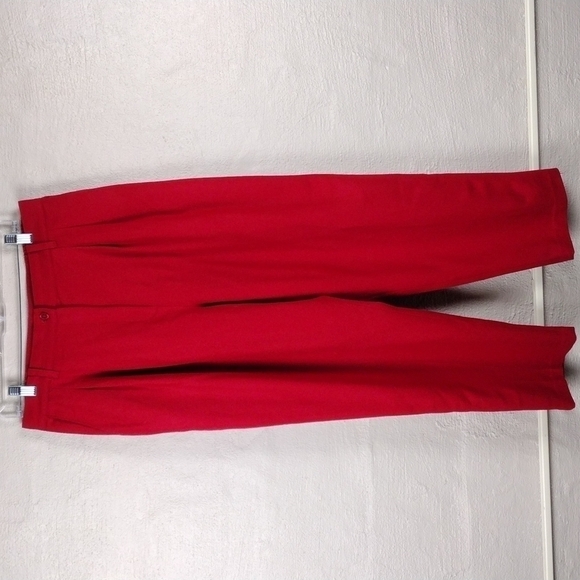 Sag Harbor Petite Vintage Red Wool Pleated High Rise Straight Leg Casual Trouser - Picture 12 of 12